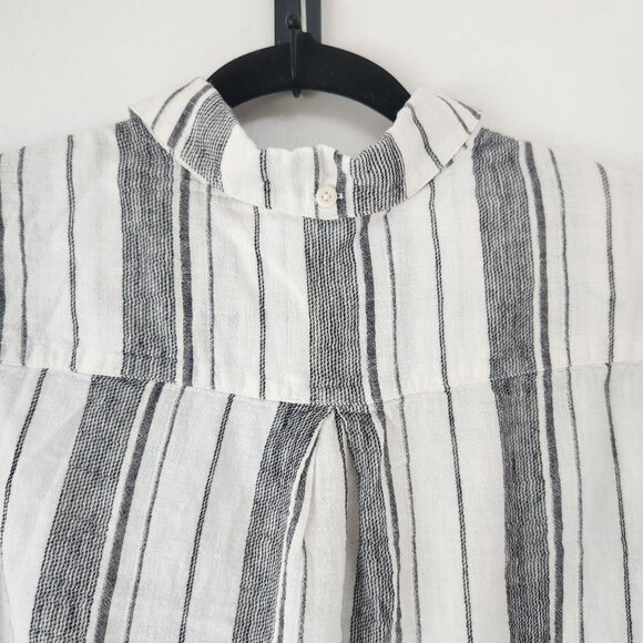 Anthropologie Cloth & Stone Linen Blend Striped Tie-Front Button Down Shirt S - Picture 4 of 9